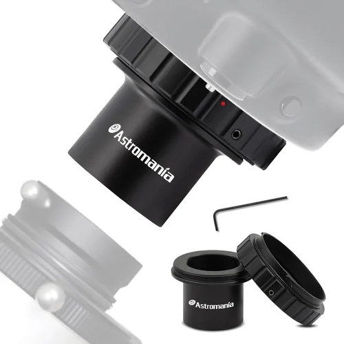 Miniatura 9 de Adaptador de cámara para telescopio Astromania, anillo T2 T y adaptador T M42x0.75 rosca macho a adaptador fotográfico de telescopio de 3.17 cm