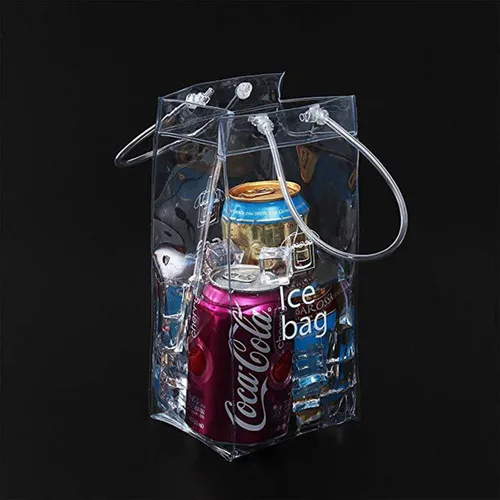 Miniatura 4 de Bolsa de vino de hielo, portátil, plegable, transparente, con asa, para fiestas, exteriores, champán, cerveza fría, vino blanco, bebidas frías