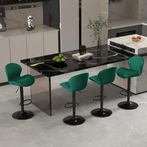 Miniatura 14 de Youhauchair - Juego de 2 taburetes de bar modernos, de terciopelo con altura ajustable y giratorios, sillas de isla de cocina sin brazos con Azul