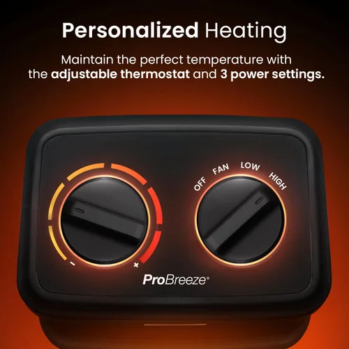 Miniatura 3 de Pro Breeze Calentador de espacio: calentador eléctrico portátil de 1500 W para uso en interiores, calentador de cerámica con termostato ajustable