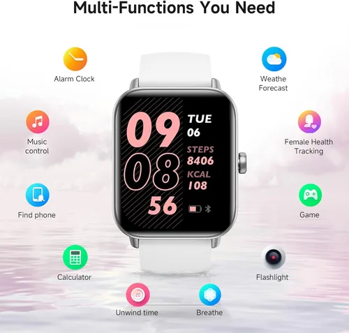 Miniatura 7 de Relojes inteligentes para hombres, pantalla HD de 1.85 pulgadas, compatible con iPhone/Android (responder/hacer llamadas), más de 110 modos Blanco