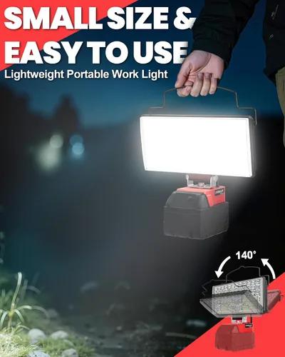 Miniatura 8 de LIVOWALNY Luces de Trabajo LED Compatibles con Batería Milwaukee de 18V, 100W 10000LM Luz de Inundación de 7" Portátil con Puerto de Carga USB