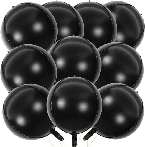 Miniatura 20 de KALOR Globos de papel de aluminio de 22 pulgadas de feliz año nuevo, 10 piezas, globos grandes 4D gigantes redondos de papel de aluminio metálico