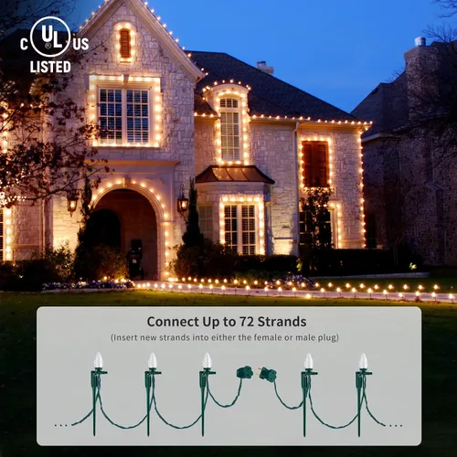 Miniatura 6 de SURAIELEC C9 Luces de Camino de Navidad, 25 PIES Luces de Navidad para Sendero con 25 Estacas, 25 Bombillas LED Blanco Cálido, Decoración Navideña