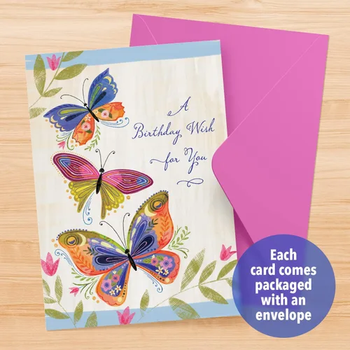 Miniatura 3 de Designer Pop!, Tarjeta de felicitación desplegable de cumpleaños, diseño 3D de mariposa (1 tarjeta con sobre)