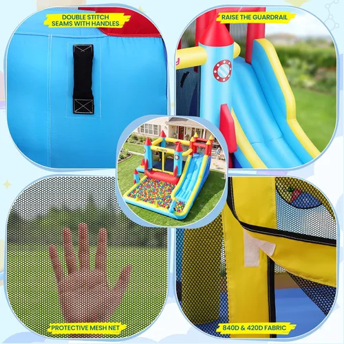 Miniatura 4 de AKEYDIY Casa de Rebote, Castillo Inflable de Rebote con Soplador para Niños de 3-10, Parque Acuático de Casa de Rebote para Exteriores/Interiores