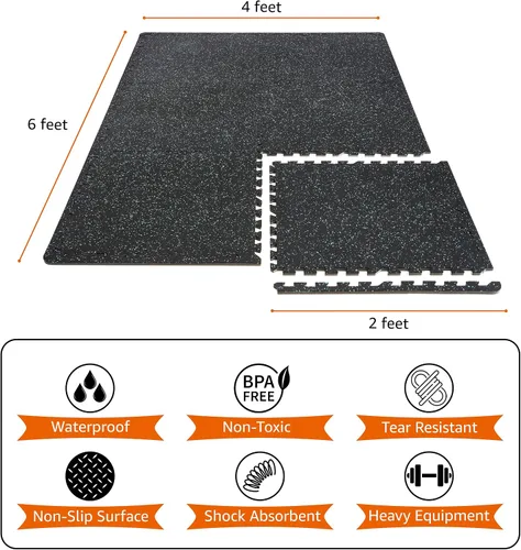 Miniatura 2 de Tapete Sivan Health and Fitness® de goma de alta densidad en forma de puzle para hacer ejercicio - Mosaico que encaja para gimnasia - 2,2 m2 Azul