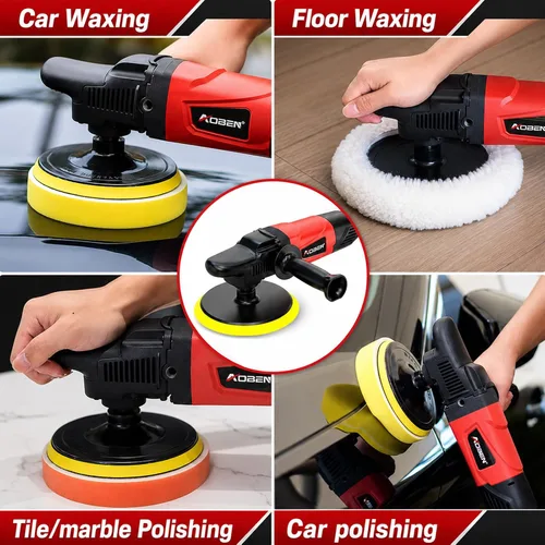 Miniatura 6 de AOBEN Pulidor rotativo de búfer, 1200 W, 6 pulgadas/7 pulgadas, kit de cera para pulidor de automóvil con 6 velocidades variables de 1000-3500 RPM