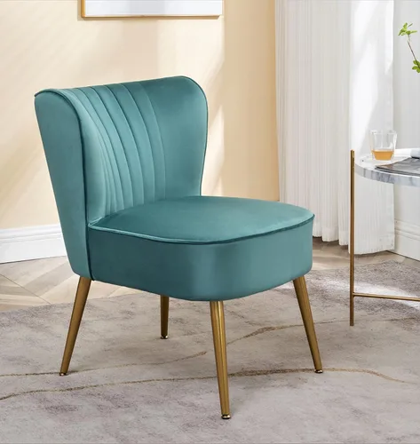 Miniatura 10 de Container Furniture Direct Silla moderna de terciopelo para sala de estar, dormitorio o entrada, diseño elegante y cómodo sin brazos con patas