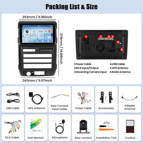 Miniatura 7 de [4+128G] Android 15 - Actualización estéreo para automóvil Ford F150/F-150 2009-2012 (Auto-AC) con CarPlay inalámbrico y Android Auto, radio