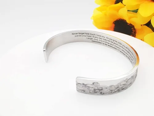 Miniatura 324 de Pulseras inspiradoras para mujer, joyería de acero inoxidable, con refranes, pulsera motivacional con mensaje oculto, pulseras grabadas para mejor