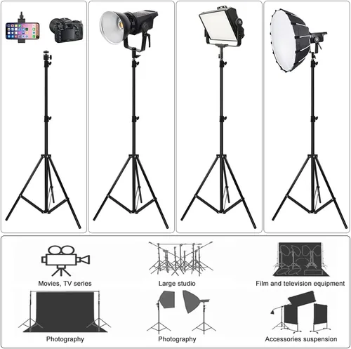 Miniatura 3 de Soportes de luz de trípode de aleación de aluminio para fotografía, soportes de trípode para softboxes, paraguas, reflectores, luces, paquete de 2