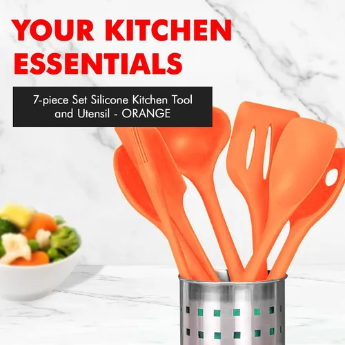 Miniatura 2 de Chef Craft - Juego de utensilios de cocina de silicona de 7 piezas, color naranja (42078)