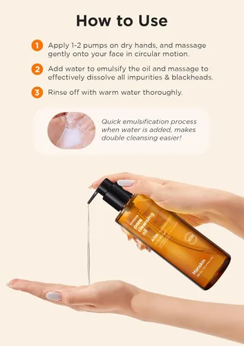 Miniatura 6 de Hanskin Aceite limpiador de poros con ácido hidroxi alfa, muestra de tamaño pequeño, removedor de maquillaje exfoliante, juego de limpiador facial