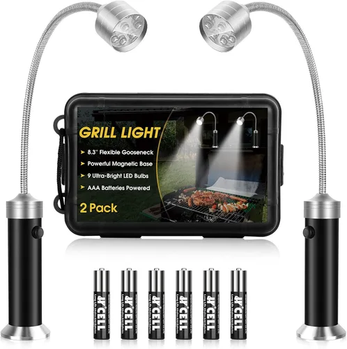 Jasee Luz para parrilla de barbacoa, accesorios de barbacoa para exteriores con base magnética, regalos de calcetines para hombre, cuello flexible