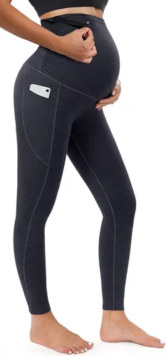 Heathyoga Leggings de maternidad con bolsillos, leggings de embarazo para mujer, leggings de entrenamiento de maternidad, pantalones de yoga de