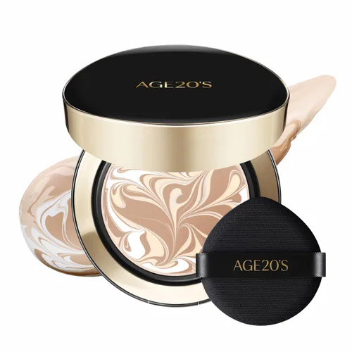 Miniatura 55 de [Tamaño mini] AGE20'S Signature Essence Pact 13C Base de cojín coreana vegana Paquete de 1 Base crema, acabado húmedo y brillante, cobertura