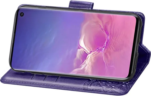 Miniatura 5 de Funda protectora de piel sintética para Samsung Galaxy S10e, con tapa para mujer, con correa para la muñeca, ranuras para tarjetas, bolsillo