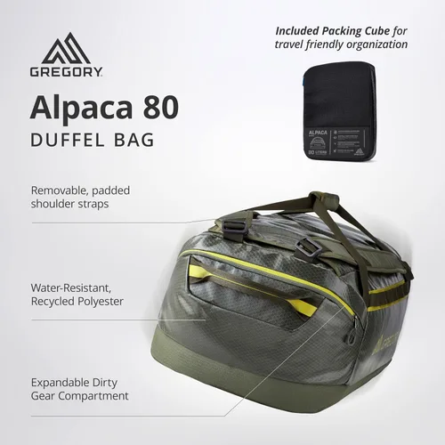 Miniatura 31 de Gregory Alpaca - Bolsa de lona resistente al agua para viajes de aventura y equipo con cubo de embalaje incluido, Negro obsidiana, 100L