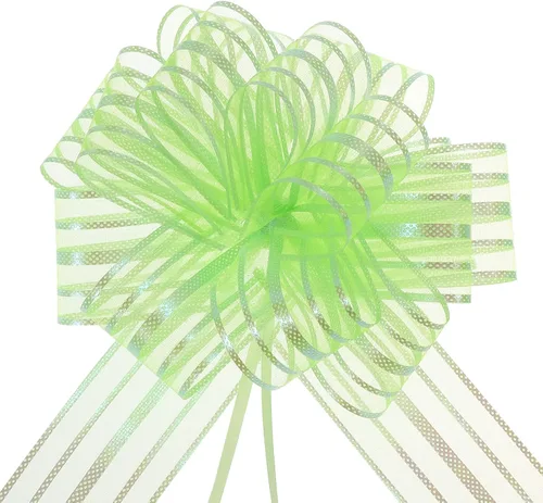 Miniatura 13 de MECCANIXITY 5 lazos metálicos de organza de 4 pulgadas para envolver regalos, color rosa claro para cestas de boda, regalos de Navidad, día de San