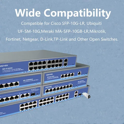 Miniatura 5 de Paquete de 2 transceptores 10GBase-LR SFP+, módulo LC dúplex SFP+ monomodo 10G, compatible con Cisco SFP-10G-LR, Ubiquiti UF-SM-10G, Meraki, X2