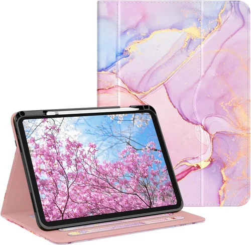 Miniatura 22 de OKP Funda para iPad de 11 pulgadas (A16) 2025 / 10ª generación 2022, para iPad 11ª/10ª de 10.9 pulgadas con funda de cuero PU de visualización Rosa