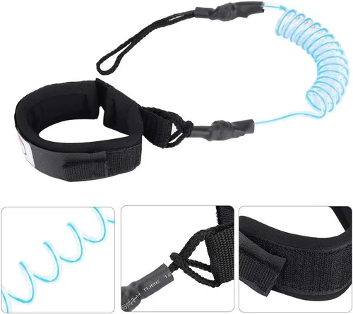 Miniatura 7 de Correa de pie para tabla de surf, tobillo ajustable, tabla de surf en espiral, tabla de cuerda de pierna de remo en espiral para embarque de remo