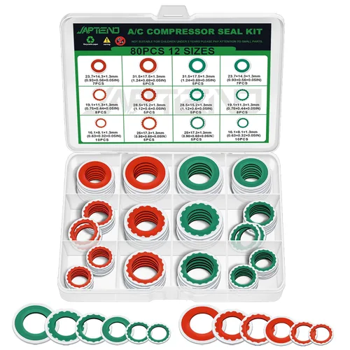 Miniatura 9 de Kit surtido de 110 piezas de arandelas de sello de compresor de sistema de aire acondicionado, 12 tamaños automotrices para compresor de A/C, kit
