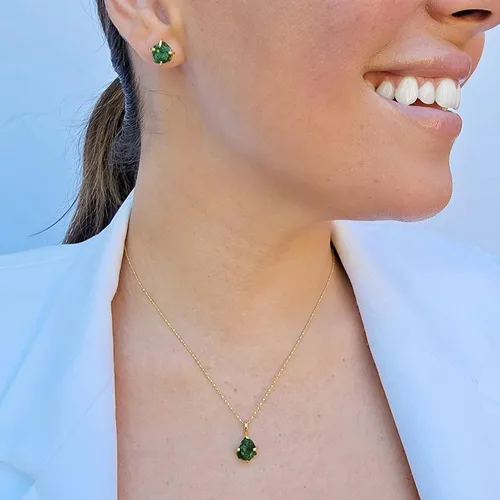 Miniatura 49 de Aretes de piedra preciosa natural en bruto con oro amarillo sobre plata de ley 925, 6 a 0.276 in, regalo de piedra de nacimiento de calidad genuina