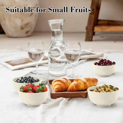 Miniatura 6 de Wrova Juego de 8 cuencos de paja de trigo para postre de 10 onzas, cuencos irrompibles para niños, mini cuencos para helado, aperitivos y frutas