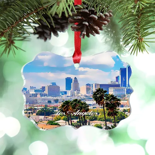 Miniatura 20 de Adornos de Navidad de California Estados Unidos, paisaje urbano de Los Ángeles, adornos de árbol de Navidad, adornos de Navidad personalizados