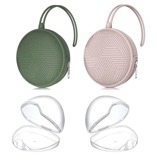 Miniatura 15 de Juego de 4 fundas para chupetes, 2 fundas portátiles de silicona para bolsas de pañales, carrito de bebé con 2 cajas transparentes