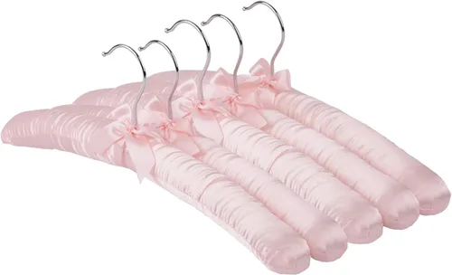Miniatura 10 de Paquete de 10 perchas acolchadas de satén para ropa de mujer, perchas antideslizantes de tela de esponja para ropa, percheros para suéter, abrigo