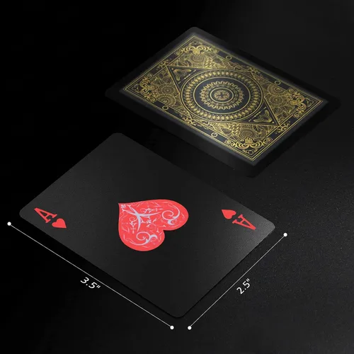 Miniatura 4 de 2 barajas de cartas de plástico resistentes al agua, color negro, de alta calidad, para jugar póquer profesional, baraja de cartas de lujo