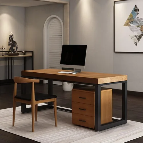 Miniatura 5 de Escritorio de madera maciza para oficina en casa, mesa de juegos, escritorio de estudio con cajones de madera maciza de 3 capas, muebles de oficina