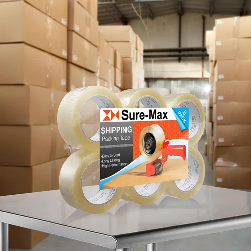 Miniatura 6 de Sure-Max Cinta de embalaje de cartón premium de 1.8 mil 330 pies (110 yardas), transparente, 6 rollos