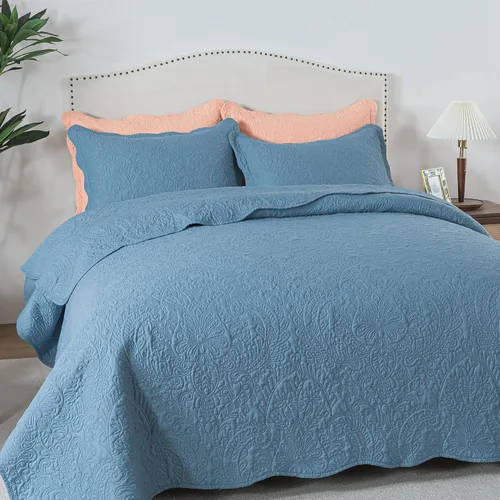 Miniatura 134 de HoneiLife - Juego de colcha de tamaño Queen, juego de ropa de cama de pana bordada de 3 piezas, colcha de lujo, ligera, cálida, para todas las Pana