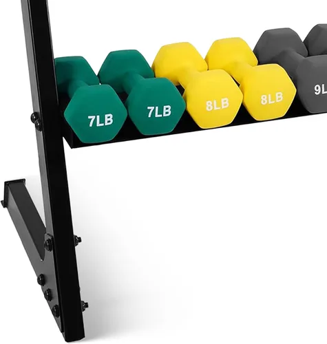 Miniatura 8 de BalanceFrom Neoprene Coated Iron Dumbbell Hex Weights Set with Stand – Color-Coded or Black Options with Non-Slip Grip for Strength Training