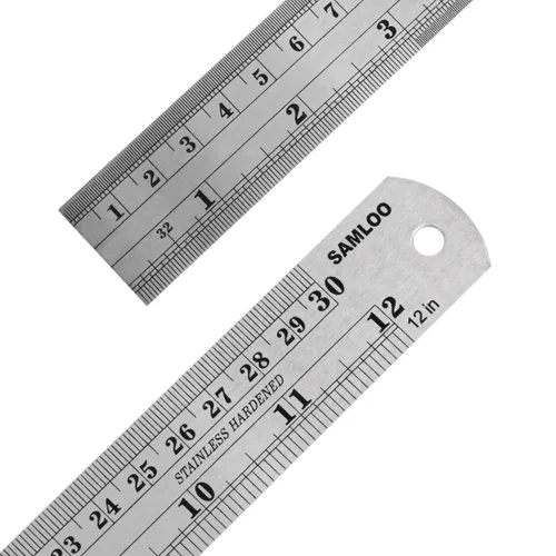 Miniatura 3 de Kit de regla de acero inoxidable de 12 pulgadas con tabla de conversión y borde recto métrico