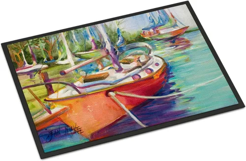 Miniatura 106 de Caroline's Treasures JMK1017JMAT - Tapete de caza de rana garza azul, 24 x 36 pulgadas, tapete para puerta delantera, interior y exterior