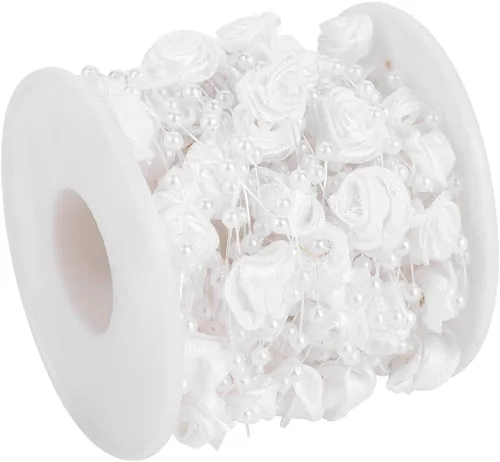Miniatura 5 de Rollo de cuentas de perlas, 32.8 ft/rollo de perlas artificiales, cuerda conectada para decoración de fiesta de boda, guirnalda de árboles