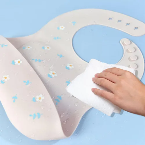 Miniatura 2 de Baberos de silicona para bebés y niños pequeños, 2 juegos de baberos de alimentación para niños y niñas, baberos ajustables suaves e impermeables