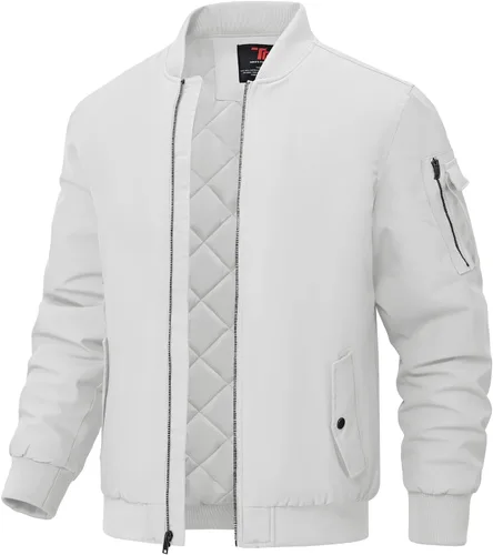 Miniatura 15 de BGOWATU - Chaqueta para hombre, impermeable, acolchada, tipo bomber, casual, para otoño e invierno, cálida y acolchada