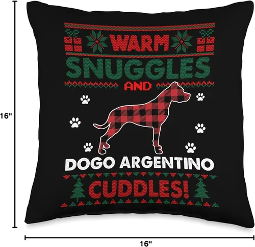 Miniatura 4 de Dogo Argentino Dog Owners Matching Family Pajama Dogo Argentino Lovers Gifts - Cojín feo de Navidad, 16 x 16 pulgadas, multicolor