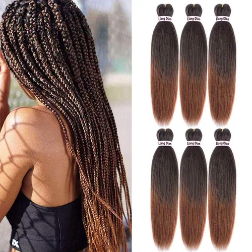 Miniatura 26 de Liang Dian Cabello para hacer trenzas, Cabello estirado para hacer trenzas, 12 pulgadas, 8 paquetes, color ombre púrpura, para sellar en agua