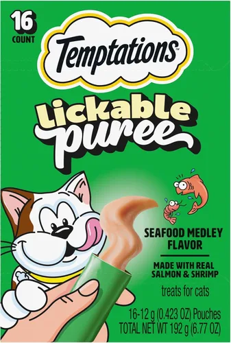 Miniatura 14 de Temptations Paquete variado de puré cremoso de golosinas para gatos lamibles, tubos de 0.42 onzas, 48