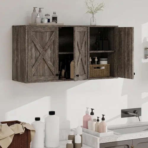 Miniatura 12 de YOURLITE Armario de lavandería, botiquín de medicina, almacenamiento de baño, cocina, organizador de pared con estantes sobre el inodoro, un juego