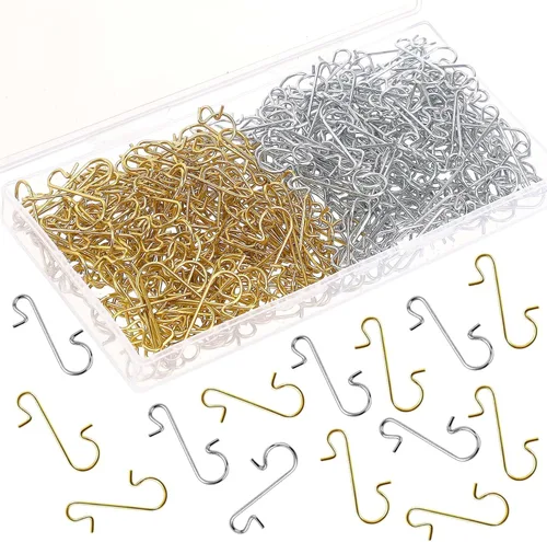 Miniatura 8 de 240 piezas de ganchos de adorno de Navidad, ganchos de alambre de metal negro en forma de S con caja de almacenamiento para colgar decoración