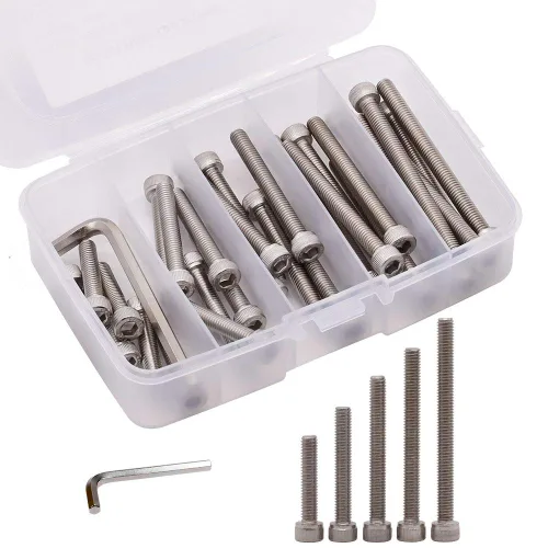Miniatura 9 de 30 tornillos de cabeza hueca de acero inoxidable M6 x 1.575 in, 1.772 in, 1.969 in, 2.165 in, 2.362 in con llave hexagonal gratis, tornillos