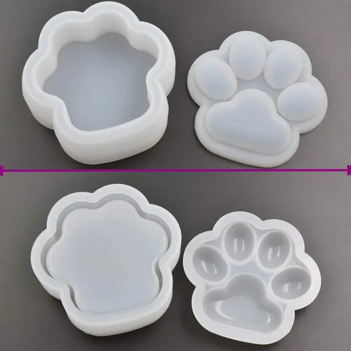 Miniatura 4 de Caja con forma de pata de gato, molde epoxi, molde de resina para bricolaje, lindo contenedor de pata de gato, molde de silicona para almacenamiento